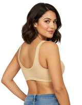 Plus Size Cotton Wire-free Darted Cup Front Open Bra - SKIN