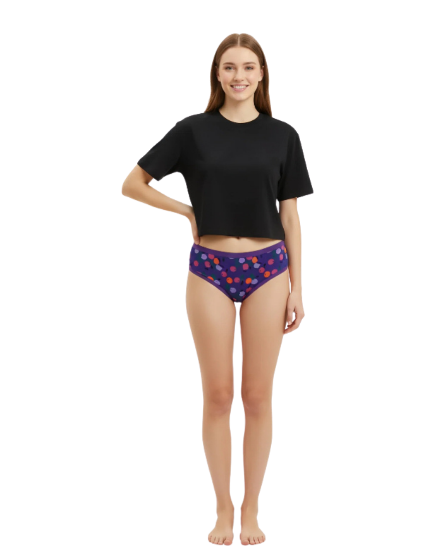 PACK OF 5 SUPER SOFT COTTON STRETCH PRINTED BIKINI BRIEFS -GREEN ARMY