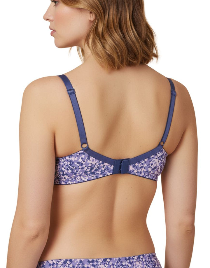 DOUBLE LAYERED FULL COVERAGE COTTON WIREFREE BRA WITH DIAMOND GEOMETRIC-PURPLE PRINT