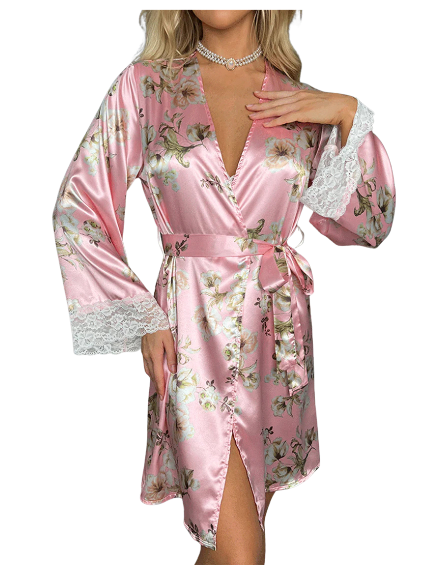 Losha Deep Love Silk 3 Piece Nighty-Pink