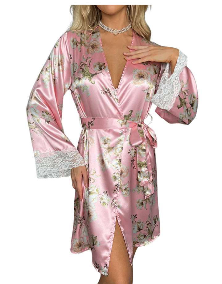 Losha Deep Love Silk 3 Piece Nighty-Pink