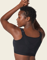 LEONISA NEW! Stretch Cotton Posture Correcter Wireless Bra With Removeable Pads-All-in-one-Black