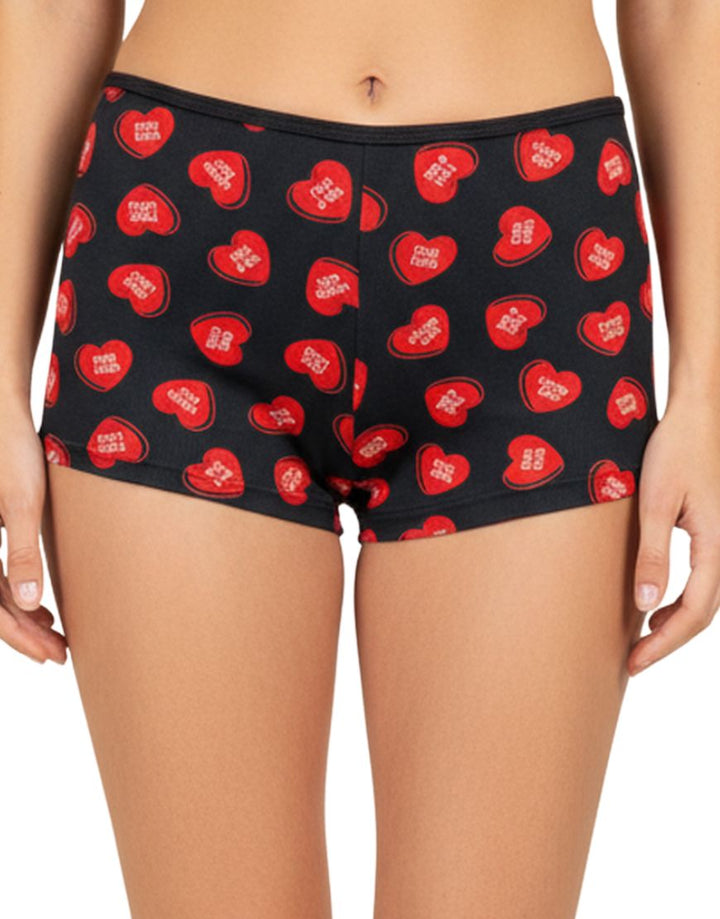 SUPER SOFT BOY SHORTS COTTON BRIEF-RED HEARTS