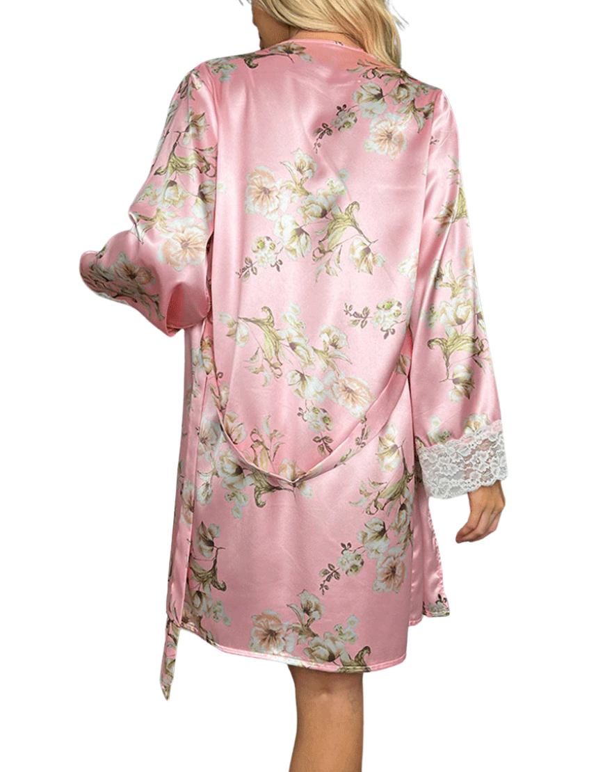 Losha Deep Love Silk 3 Piece Nighty-Pink