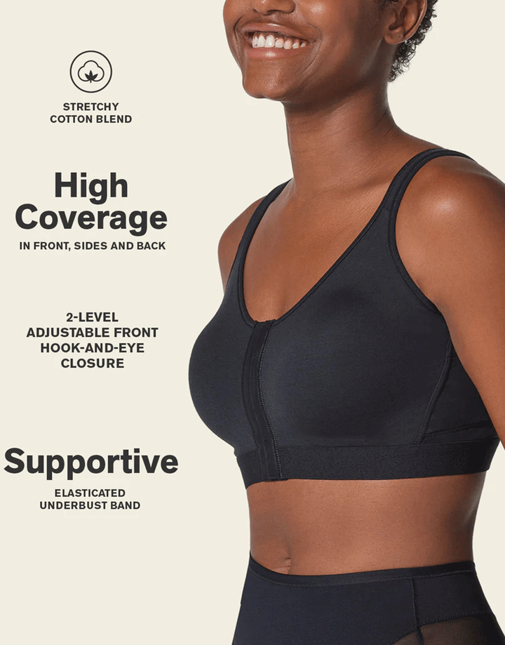 NEW! Stretch Cotton Posture Correcter Wireless Bra-All-in-one-Black