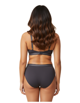 DOUBLE LAYERED COTTON WIREFREE BRA WITH MATCHING PANTY -GREY