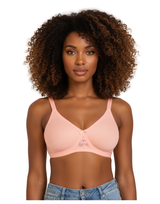 Wirefree Super Support Cotton bra With Touch Of Lace -PINK