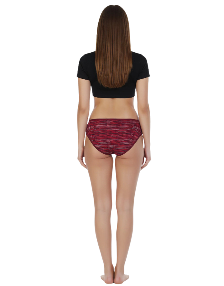 LOSHA PACK OF 6 SUPER SOFT COTTON STRETCH PRINTED BIKINI BRIEFS - STRIPES