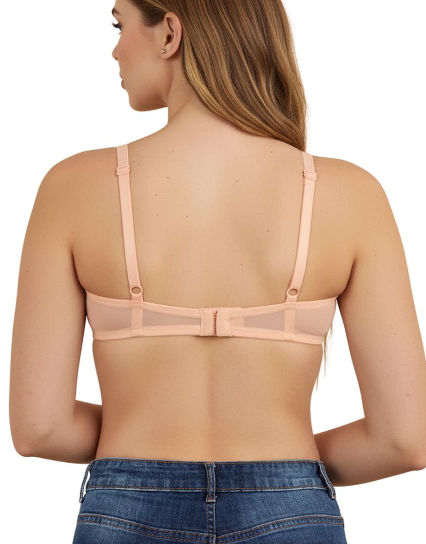 FEATHER LIGHT PADDED  LACE DEMI CUP BRA-ROSE CLOUD