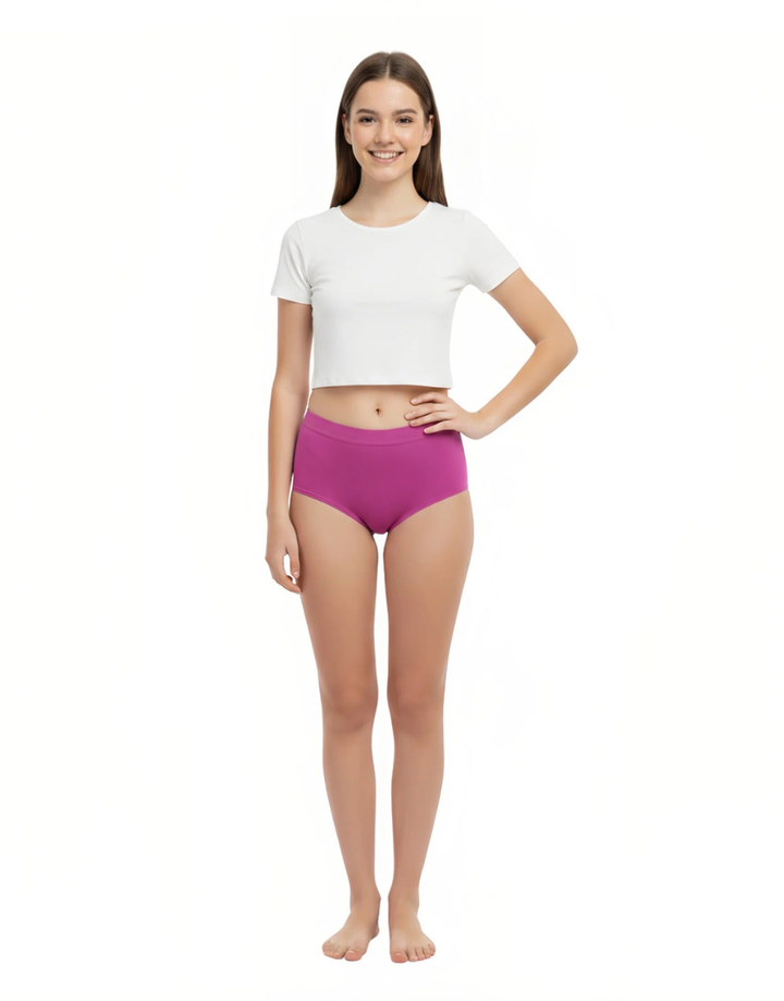 TEENS  PACK OF 4 SEAMLESS SOLID & PRINT HIPSTER PANTIES-PINK GLOW