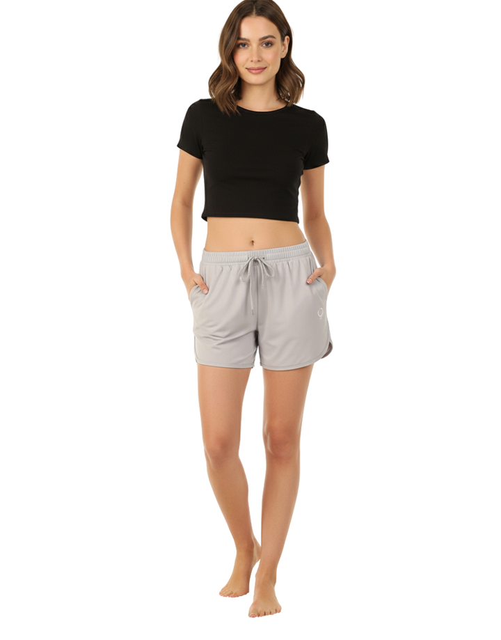 LOSHA DOUBLE LAYERED ACTIVE SHORTS-GREY