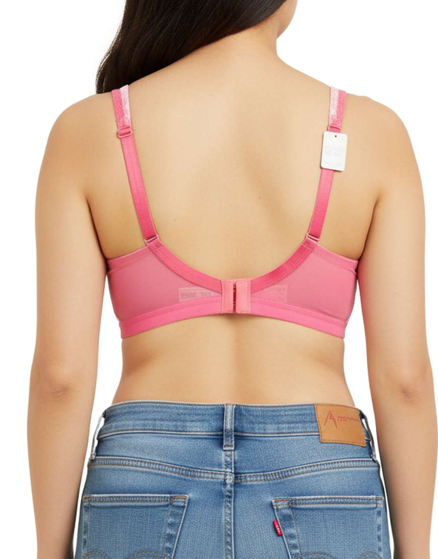 Losha True Curv Double Layered Non Wired Full Coverage Super Support Bra - Pink Print