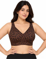 LOSHA LASER CUT FULL COVRAGE LEOPARD PRINT BRA -BROWN