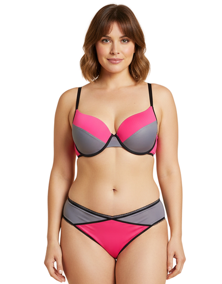 PLUS SIZE NEON PINK BRA SET