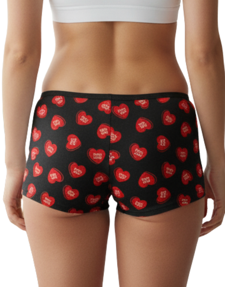 SUPER SOFT BOY SHORTS COTTON BRIEF-RED HEARTS