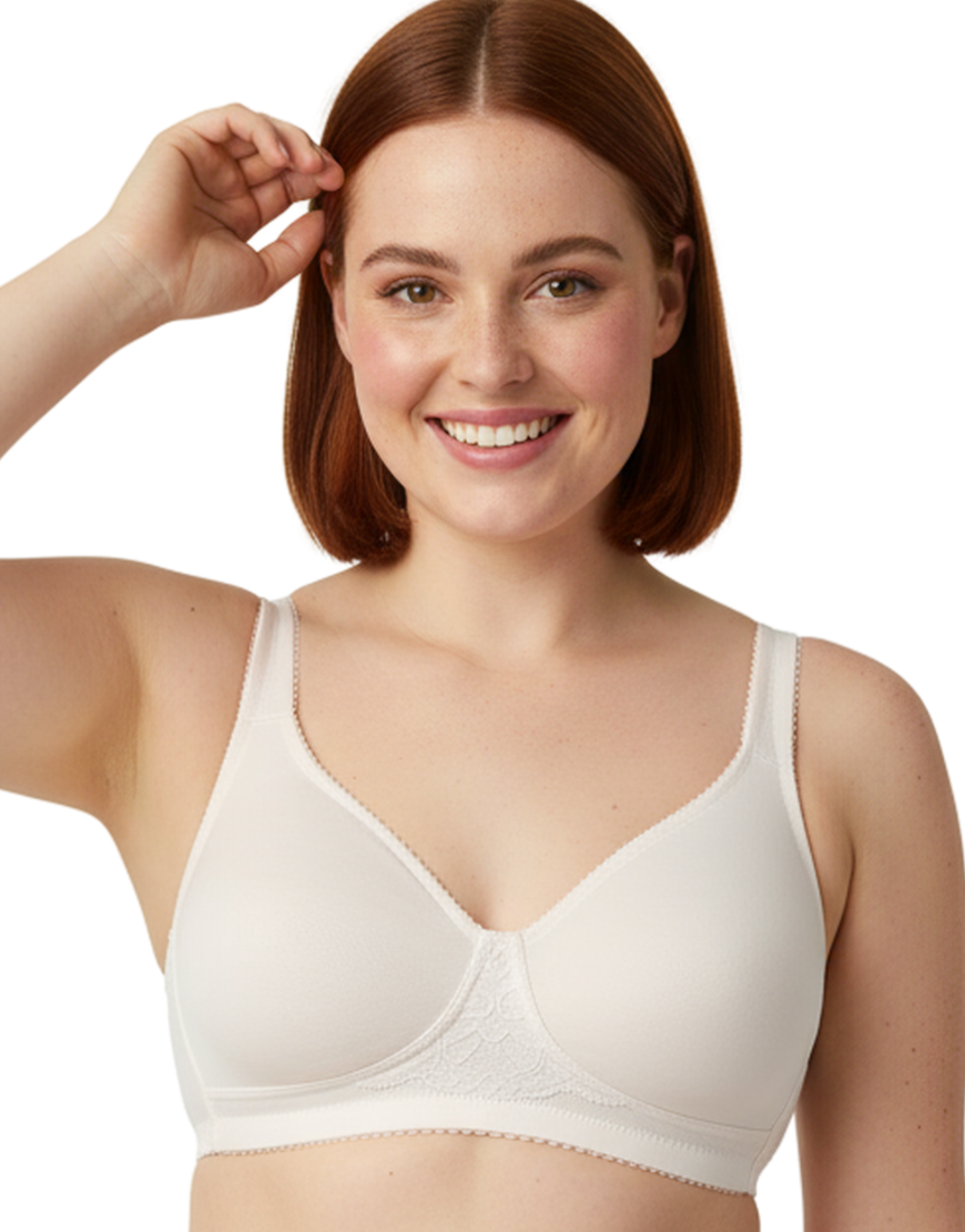 LOSHA COTTON FULL COVERAGE SINGLE LAYERED WIRE-FREE BRA -WHITE