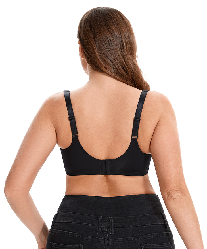 Losha Curvy Double Layered Minimizer Bra with Lace Touch-BLACK