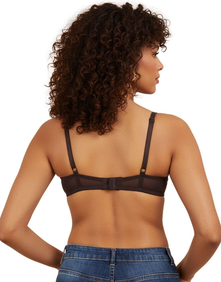 FEATHER LIGHT PADDED  LACE DEMI CUP BRA-BLACK