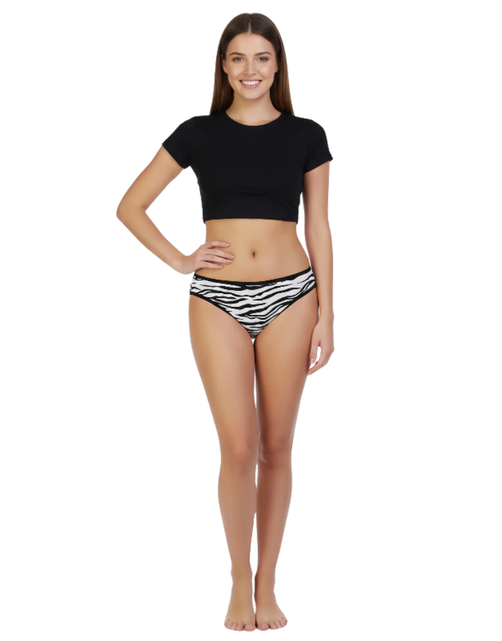 LOSHA PACK OF 6 SUPER SOFT COTTON STRETCH PRINTED BIKINI BRIEFS - STRIPES