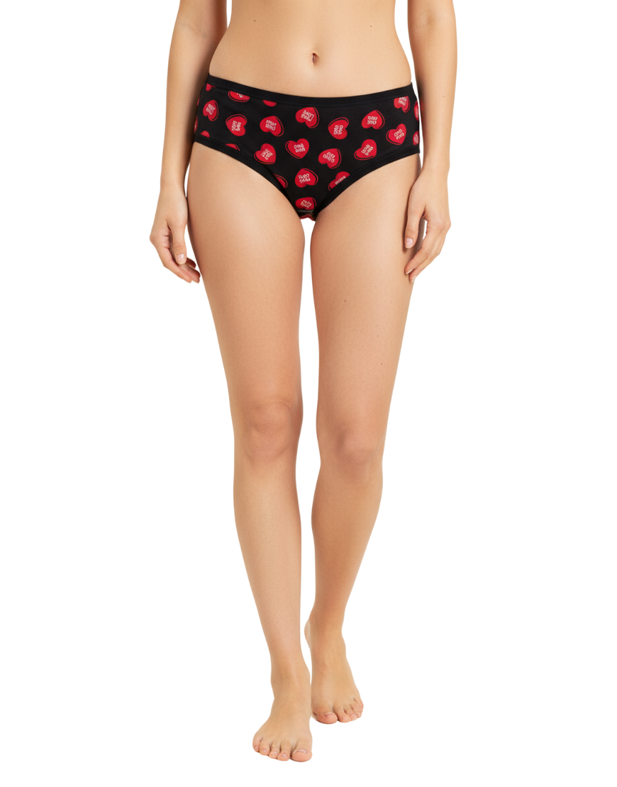 PACK OF 5 SUPER SOFT COTTON STRETCH PRINTED BIKINI BRIEFS -RED HEARTS