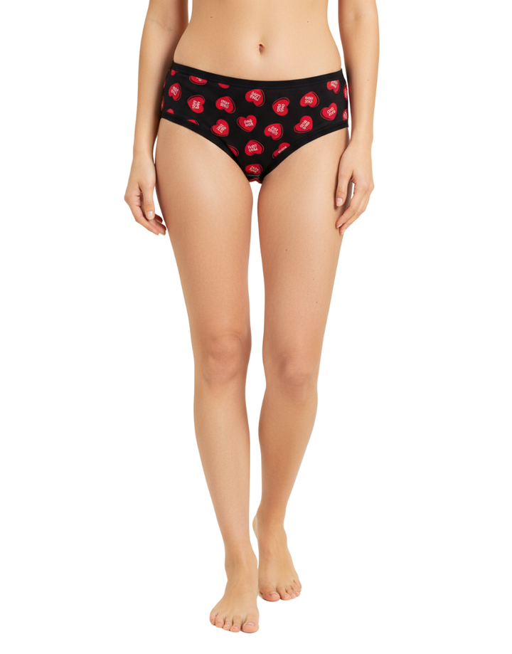 PACK OF 5 SUPER SOFT COTTON STRETCH PRINTED BIKINI BRIEFS -RED HEARTS