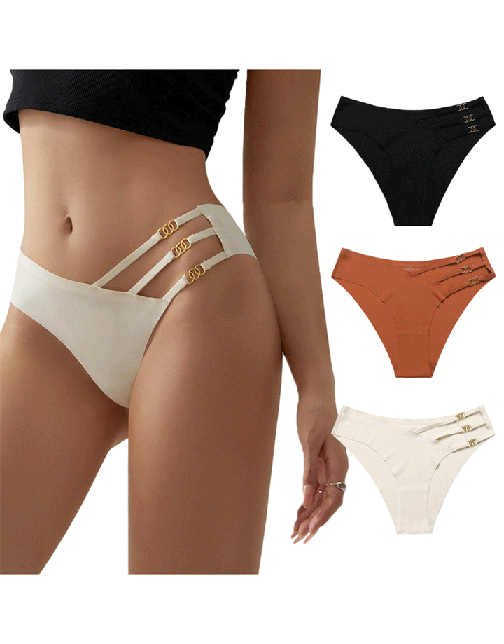 Losha Pack of 3 Low waist Laser Cut Panty With Pretty Side Chain Design