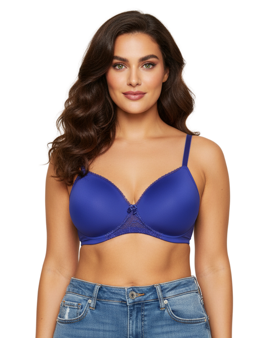 Wireless Go To T-Shirt Bra With a Touch Of Lace-BLUE DEPTHS