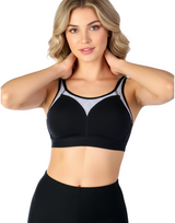 Losha cotton double layered medium to high impact sports bra-Black