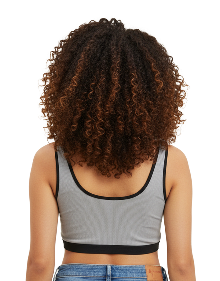 RIBBED FABRIC FRONT ZIPPER POST SURGICAL BRA WITH POCKETS-GREY