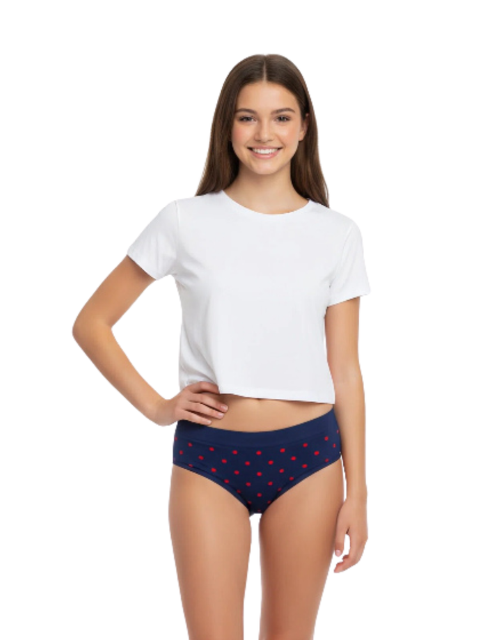 TEENS  PACK OF 4 SEAMLESS SOLID & PRINT HIPSTER PANTIES-PINK GLOW