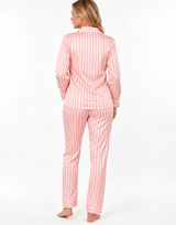 Button down satin silk PJ set-stripes