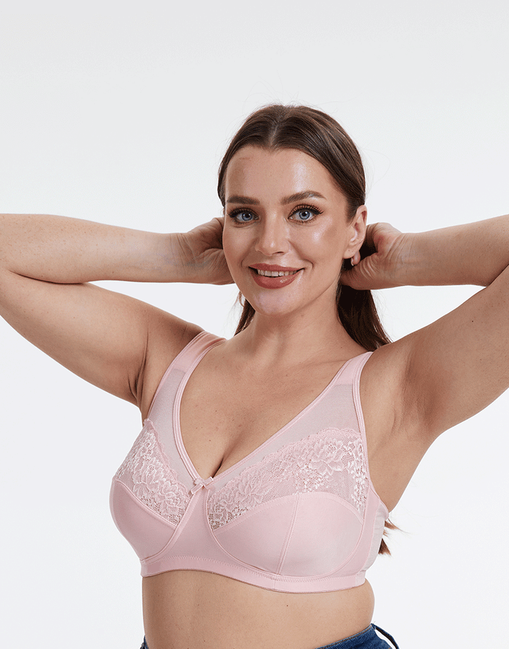 Plus Quattro Support Full-Coverage Wirefree Bra With Side Shaping Panels And Cushioned Straps-QUARTZ PINK