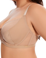 Losha Curvy Cut & Sew Lace Neckline Double Layered Wired Bra-SKIN