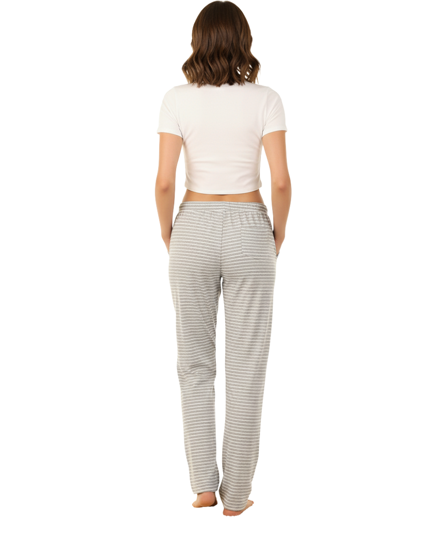 TAHARI STRAIGHTLEG SLEEP PANTS WITH SLIT POCKET-HEATHER GREY
