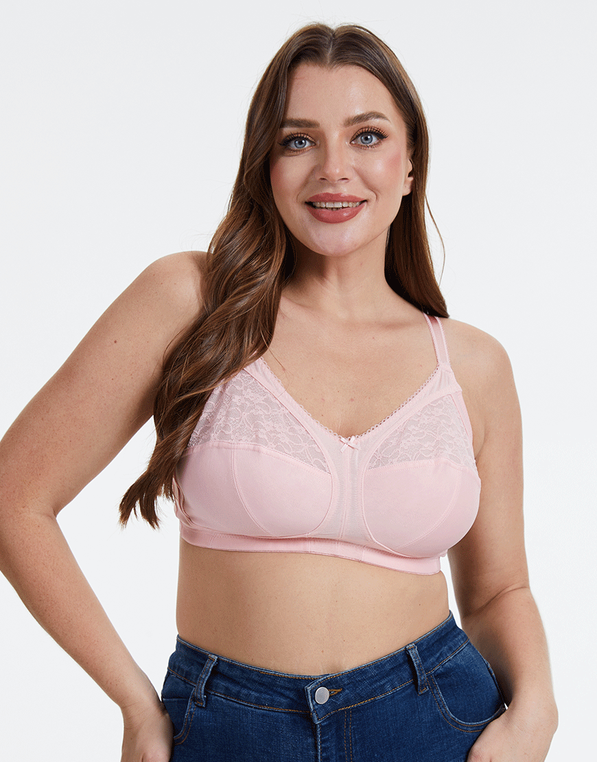 Plus Quattro Support Full-Coverage Wirefree Bra With Side Shaping Panels-QUARTZ PINK