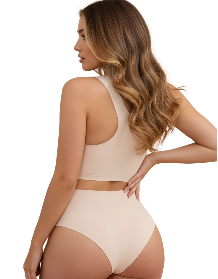 LOSHA LASER CUT SUPER SOFT BRA SET -SKIN