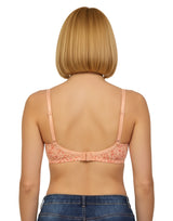 COTTON DOUBLE LAYERED NON WIRED PRINTED BRA -SALMON