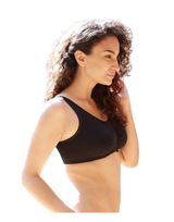 Plus Size Cotton Wire-free Darted Cup Front Open Bra - BLACK