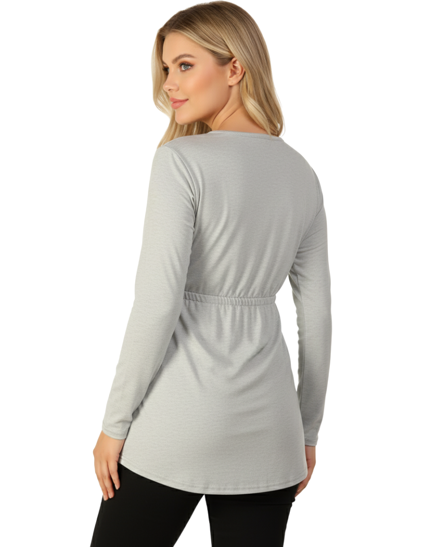 LOSHA MOMMY FULL SLEEVES NURSING SHIRT-GREY