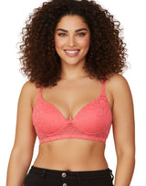 LIGHTLY PADDED WIRE-FREE 3/4TH COVERAGE ALL OVER LACE BRA- PINK LEMONADE