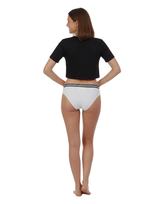 COTTON LOW WAIST BIKNI BREIF WITH STRIPED ELASTIC WAIST BAND-WHITE