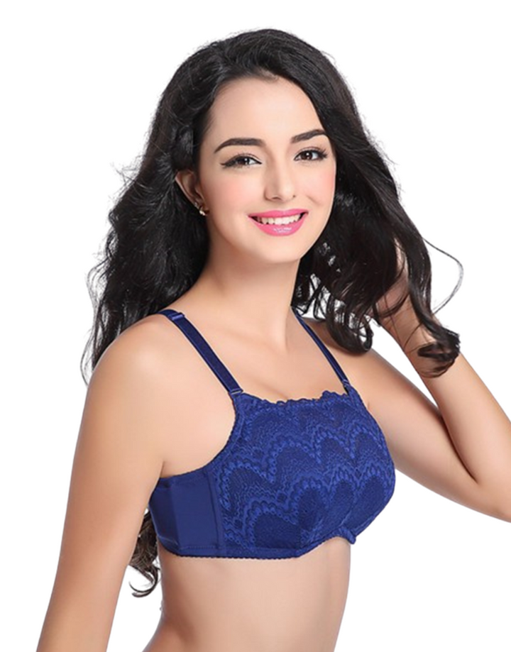 FULL LACE POST SURGICAL BRA WITH POCKETS- BLUE