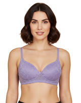 LIGHTLY PADDED WIRE-FREE 3/4TH COVERAGE ALL OVER LACE BRA- VOILET TULIP