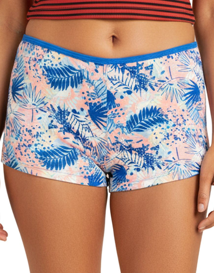 SUPER SOFT BOY SHORTS COTTON BRIEF-LEAF PRINT