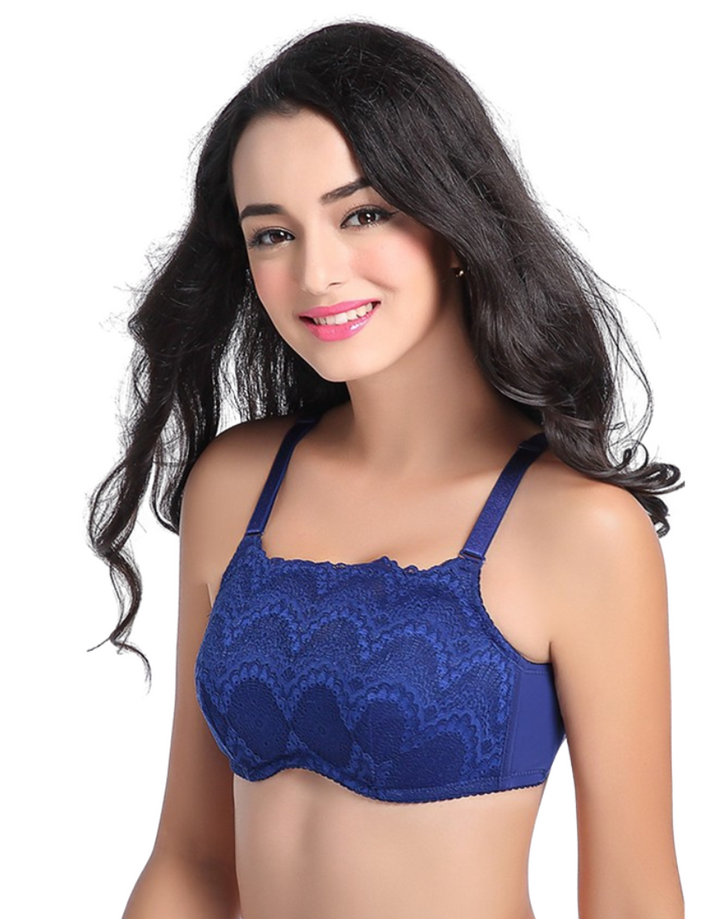 FULL LACE POST SURGICAL BRA WITH POCKETS- BLUE