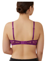 LIGHTLY PADDED WIRE-FREE 3/4TH COVERAGE ALL OVER LACE BRA- GRAPE JUICE