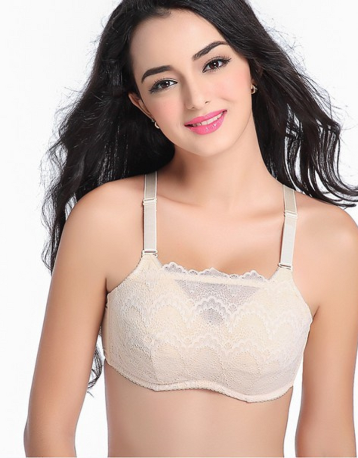 FULL LACE POST SURGICAL BRA WITH POCKETS- BEIGE