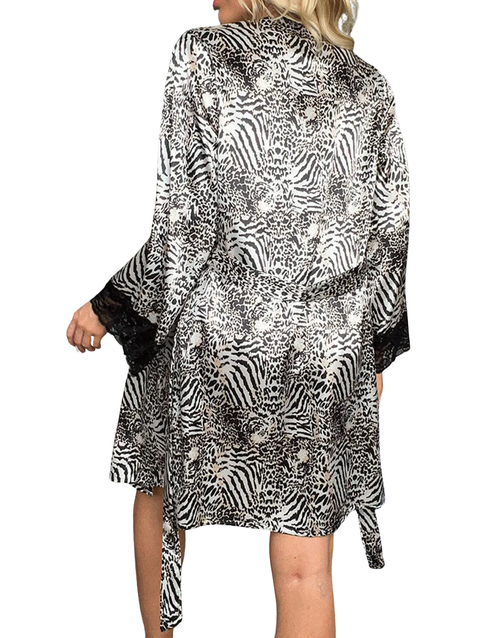 Losha Deep Love Silk 3 Piece Nighty-WHITE CHEETA
