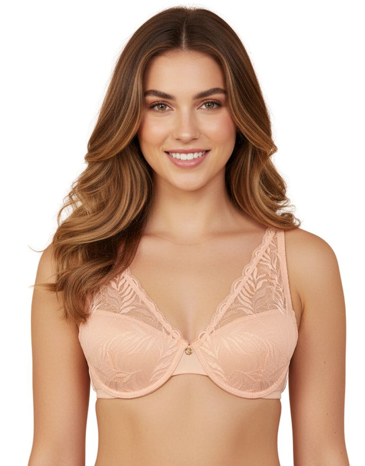 DEMI CUP HIGH APEX FEATHER LIGHT PADDED LACE CUP BRA-ROSE CLOUD