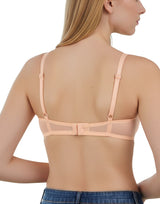 DEMI CUP HIGH APEX FEATHER LIGHT PADDED LACE CUP BRA-ROSE CLOUD